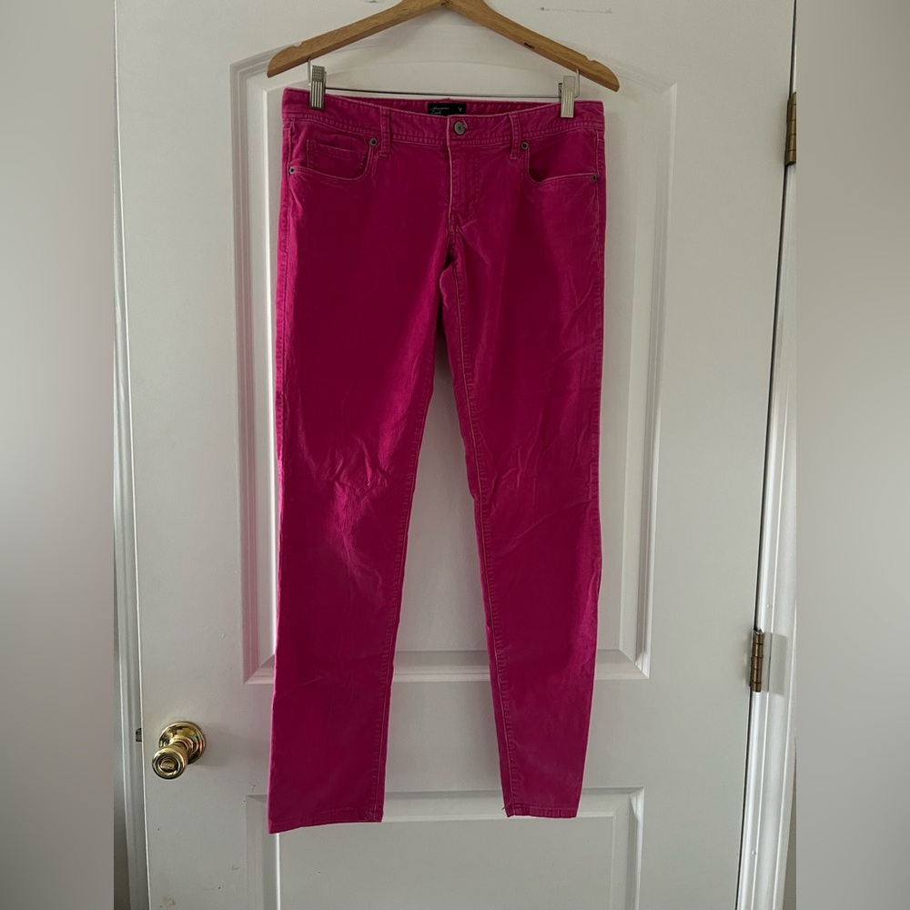 Vintage American Eagle Hot Pink Low Rise Corduroy Skinny Jeans